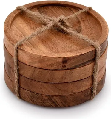 Image de Kaizen Casa Dessous de verre en bois d'acacia Boissons 4 pièces