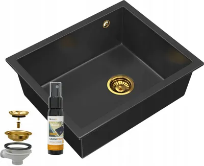 Zdjęcie produktu dla Granitan | Zlewozmywak granitowy Salix - Czarny - Wysokiej jakości rozwiązanie kuchenne - Trwały i elegancki