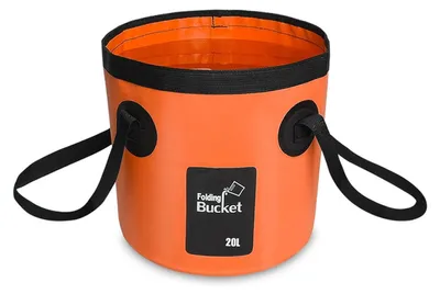Produktbild von Faltbarer Eimer, 20 L Multifunktions Falteimer, Outdoor Faltschüssel, Waschbecken Zusammenklappbarer, Camping Eimer fürReisen im Wandern, Orangefarben
