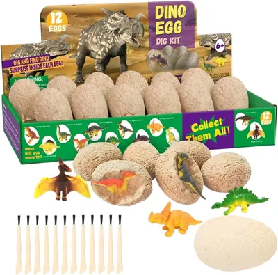 Imagen del producto de Kit de excavación de dinosaurios para niños - Huevos de dinosaurio para desenterrar - Calendario de adviento de dinosaurios