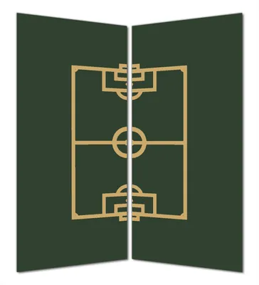 Produktbild von Wallario selbstklebende Duschrückwand 160 x 200 cm mit Motiv Fußball - Fußballfeld gezeichnet in grün und gelb - Wandverkleidung mit Hochglanzlaminat in Glasoptik