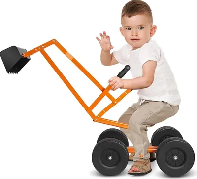 Produktbild von DREAMADE Sitzbagger Metall, Sandbagger zum draufsitzen mit 360°drehbarem Sitz & 4 Rädern, Sandkasten Aufsitzbagger, Sandspielzeug,  für Kinder ab 3