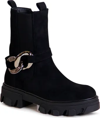 Produktbild von topschuhe24 2201 Damen Plateau Stiefeletten Halb Stiefel Kette, Farbe:Schwarz, Größe:36 EU