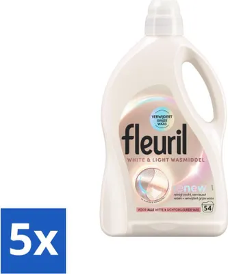 Produktbild von Fleuril - Waschmittel - Flüssigwaschmittel für weiße und helle Wäsche - Weiße und helle Wäsche - 54 Wäschen - Vorteilspack - 5 Stücke