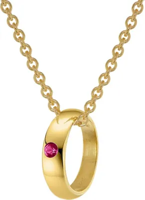 trendor 75401 Taufring mit Rubin Gold 585 / 14 Karat mit plattierter Kette 1