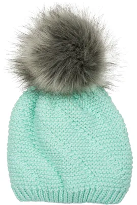 Produktbild von styleBREAKER Uni Einfarbige Strick Bommelmütze fein gestrickt mit Fleece Futter, Winter Fellbommel Mütze 04024175