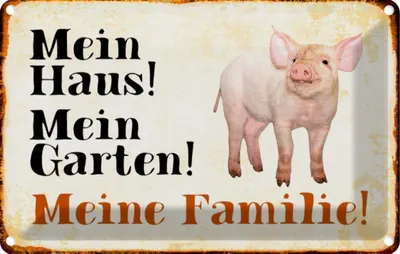 Produktbild von vianmo Blechschild 12x18 cm Tiere Schwein mein Haus Garten Familie Tier Haustier Spruch Zitat
