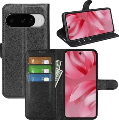 Obrázok produktu pre Pre Google Pixel 10 / 10 Pro Leatherette Book Wallet Smart obal na mobilný telefón Black