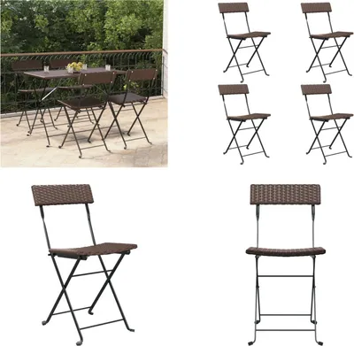 Produktbild von vidaXL Bistrostühle 4 Stk. Klappbar Braun Poly Rattan und Stahl - Klappbarer Bistrostuhl - Klappbare Bistrostühle - Gartenmöbel - Outdoor Möbel