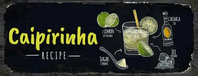 Produktbild von vianmo Holzschild 10x27 cm Caipirinha Cocktail Recipe Essen Trinken
