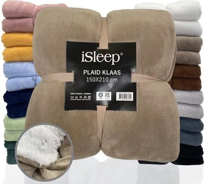 Obrázok produktu pre Unyqoos® iSleep Plaid Klaas – extra mäkká fleecová deka s sherpa vrstvou, extra dlhá 150 x 210 cm, farba taupe, umývateľná do 30°C