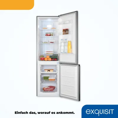 Produktbild von Exquisit Kühl-Gefrierkombination KGC265-70-NF-040C inoxlook | 253 L Volumen | Kühl Gefrierkombination No-frost | Türanschlag wechselbar | Kühlgefrierkombination freistehend