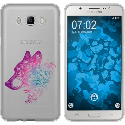 Produktbild von PhoneNatic Case kompatibel mit Samsung Galaxy J7 (2016) J710 Silikon-Hülle Floral Wolf M3-6