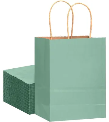 Produktbild von Geschenktaschen mit Griffen 32 Stück Hellblau 21x15x8cm Kraftpapier