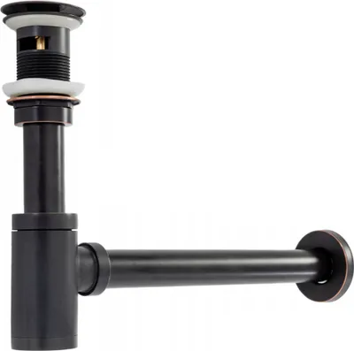 Image de Siphon de lavabo Click-Clack sans trop-plein, avec bouchon 5/4", noir brossé