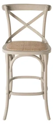 Image de SIGNATURE - Chaise de comptoir en bois massif et cannage L50 cm - BISTROT