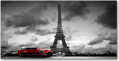 Produktbild von Tulup Glas-Bild -140x70- Wandkunst Dekorative Wand für Küche & Wohnzimmer - Sehenswürdigkeiten & Architektur - Eiffelturm Paris - Rot
