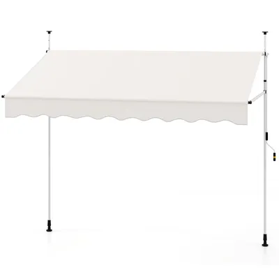 Image de COSTWAY Store à pince, 250cm store balcon sans percer avec manivelle, réglable en hauteur & résistant aux UV, store protection solaire extérieur, blanc