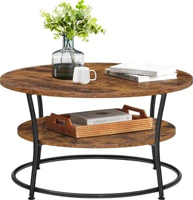 Produktbild von Songmics Couchtisch Rund Industrie-Design Metall Vintagebraun