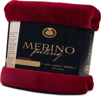 Produktbild von Gözze Merino Wendewohndecke karminrot 220 x 240 cm