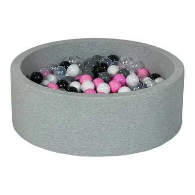 Produktbild von Bällebad Spielplatz + 300 Bälle schwarz, weiß, transparent, hellrosa, grau
