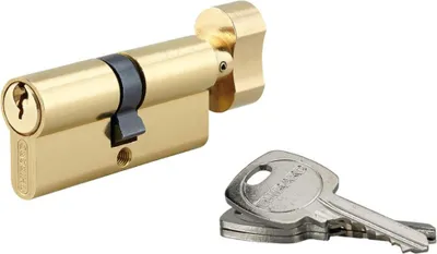 Image de Cylindre de serrure à bouton, 35Bx35mm, anti-arrachement, laiton, 3 clés - THIRARD