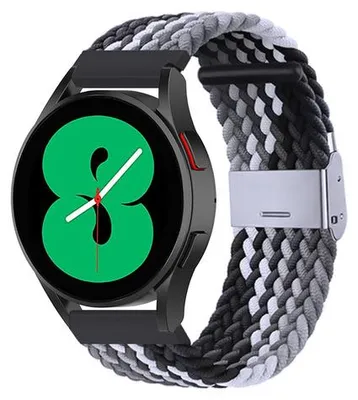Produktbild von By Qubix Braided Nylonarmband - Grau / Schwarz - passend für Samsung Galaxy Watch 3 - 45 mm