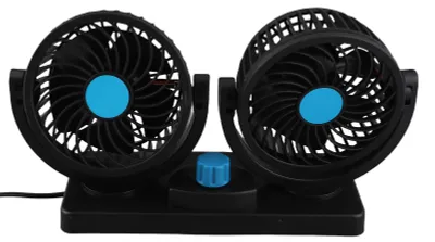 Imagen del producto de Ventilador doble para coche, 12V, ventiladores para el tablero giratorios en 360 grados, ideales para coches, SUVs y vehículos recreativos