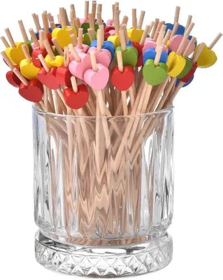Productafbeelding van 100 Stuks Cocktailprikkers - Houten Tandenstokers voor Feesten en Bruiloften