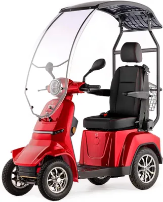 Produktbild von Veleco Gravis Elektromobil - Kapitänssitz - Herausnehmbarer Lithium Akku - 4-Rad Mobilitätsroller - Komplett montiert - Voll-LED Beleuchtung (Rot)
