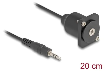 Productafbeelding van Delock D-type kabel, 3,5 mm, 3-polige stekker naar aansluiting, zwart, 20 cm
