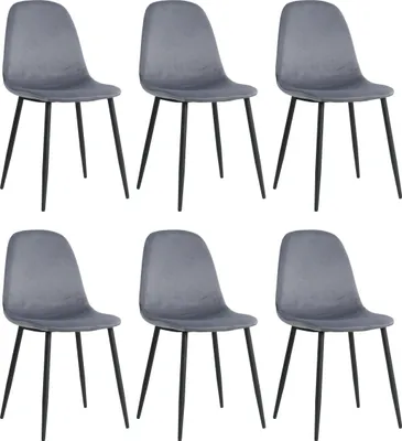 Produktbild von Lina® Napoli Esszimmerstuhl, komfortabler Sitz für Wohnzimmer und Esszimmer, Samtbezug - 6er Set - Grau