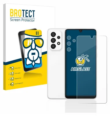 Product packaging and a screen protector for a smartphone.