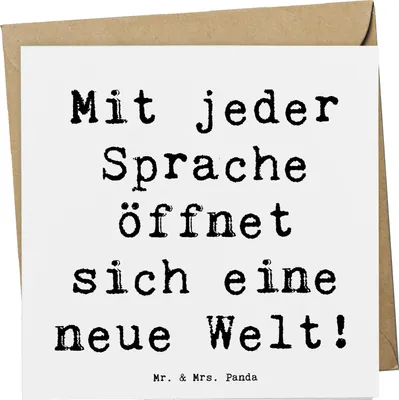 Produktbild von Mr. & Mrs. Panda Grußkarte Spruch Sprachen lernen - Weiß - Geschenk, Ermutigung durch, Trost, Glückwunschkarte, Kommunikation, Vertrauem, Zuversicht, Klappkarte, Mut