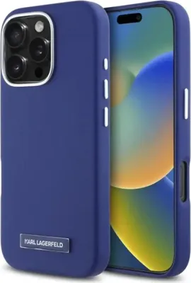 Produktbild von Karl Lagerfeld KLHMP16XPGMSRPB iPhone 16  Pro Max 6.9" blau hardcase FW Metal Plate MagSafe Schutzhülle