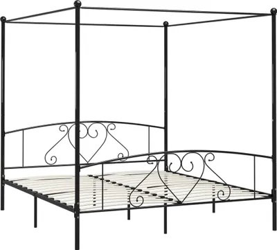 Obrázok produktu pre vidaXL Rám postele s baldachýnom Black Metal 180 x 200 cm