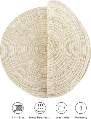 Immagine prodotto di Set di piatti anti-graffio per 6 persone, 35 cm, antiscivolo, resistenti al calore, per l'arredamento d'interni, decorazioni autunnali, cene, grigliate, uso interno ed esterno, color crema.