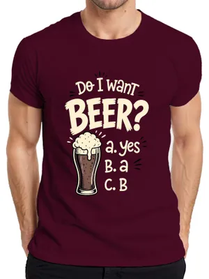 Immagine prodotto di Desidero una maglietta da uomo, colore bordeaux, taglia S, con la scritta "BEER", "B Bierglas", "Lustig Saufen", "Party", ""
