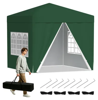Produktbild von Peviasot Faziango Pavillon 3x3 m mit Seitenwänden und Fenstern, Pop-Up Faltpavillon mit wasserdichtem 210D-Oxforddach, UV-Schutz 50+, höhenverstellbar, Tragetasche, Grün