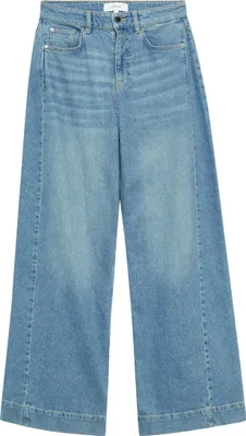 Produktbild von Comma Wide-Leg Jeans mit tonalem Seiteneinsatz, gewaschen, Blau, Gr. 40