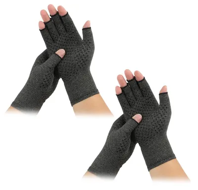 Imagen del producto de Guantes de compresión para artritis - Sin dedos - 2 pares - Antideslizantes
