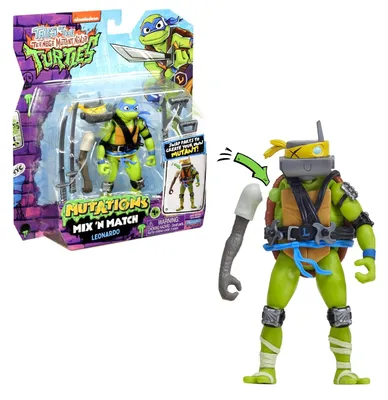 Produktbild von Turtles Figur mit Gelenken 12 cm mit Zubehör Mix und Match Leonardo für Kinder ab 4 Jahren T02011