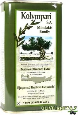 Produktbild von 5x KOLYMPARI SA 04055 - Natives Olivenöl Extra Kolympari Mihelaki (AKTION  5 x 1 Liter Dosen)