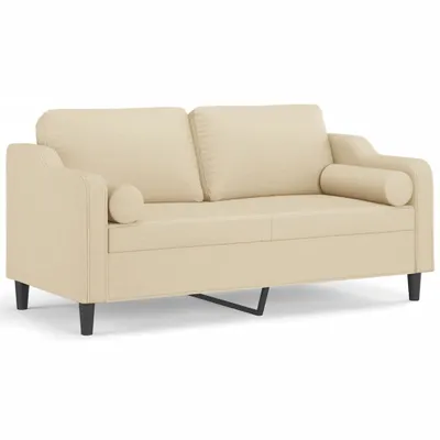 Produktbild von vidaXL 2-Sitzer-Sofa mit Zierkissen Creme 140 cm Stoff