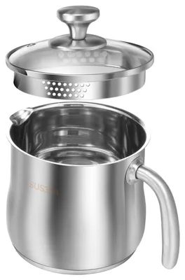 Image de Casserole en acier inoxydable avec couvercle, 2 litres, compatible induction, avec anse