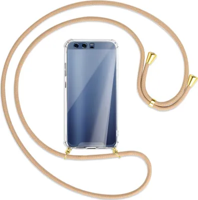 Produktbild von Handykette Backcover-Schutzhülle mit Band (Metall goldfarben) für Huawei P10 - beige