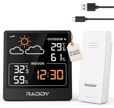 Productafbeelding van Weerstation draadloos, binnen- en buitenthermometer, hygrometer, 5,0'' VA-display, weersvoorspelling