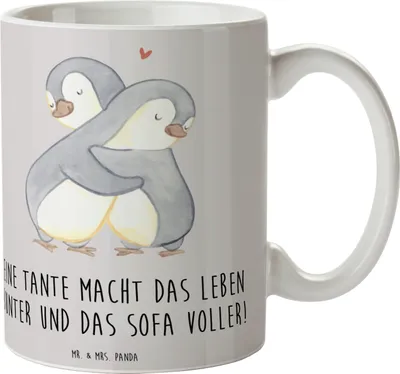 Produktbild von Mr. & Mrs. Panda Tasse Bunte Tante - Grau Pastell - Geschenk, Herz, Kaffeebecher, Lächeln, Sofa, Geschenke, Leben, Geburtstage, Geschichten, Kaffeetasse, Keramiktasse