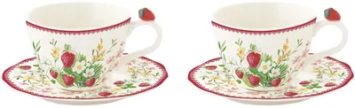 Immagine prodotto di Set di due tazze e piattini in porcellana Jardin Des Fraises