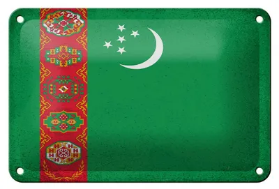 Produktbild von Blechschild Flagge Turkmenistan 18x12cm Flag Vintage Dekoration